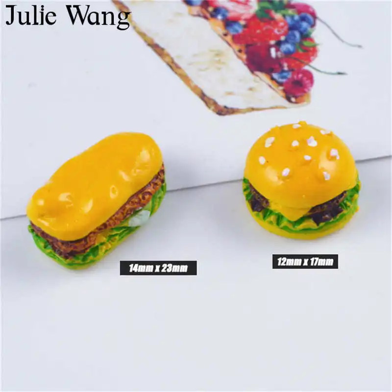 Julie Wang 10 шт. подвески из смолы в виде бургеров искусственная еда аксессуары для