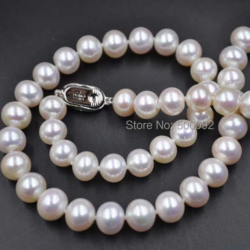 ?? 丸い淡水真珠のネックレス,高光沢,直径9mm,送料無料