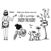 azsg girl enjoy the ride clear stamps for diy scrapbooking decorative card making crafts fun decoration supplies