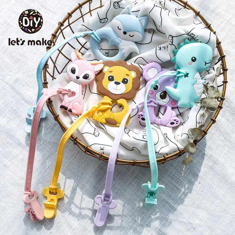 

Baby Pacifier Clips Chain BPA Free Food Grade Siicone Teether Cartoon DIY Pacifier Holder For Kids Boy And Girls Gift Let's Make