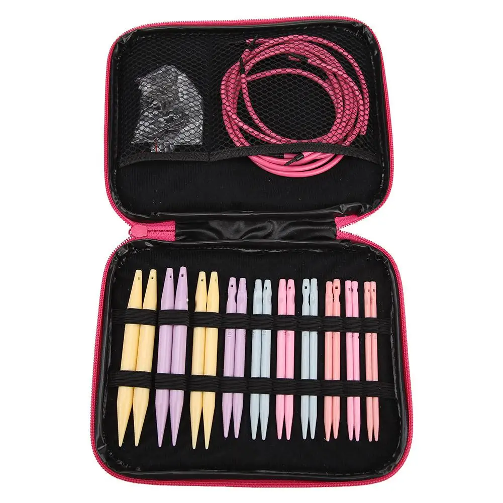 10 пар пластиковых круглых вязальных игл набор с Чехол DIY ремесло ножницы стежка