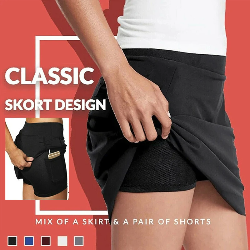 

New Skorts with Pocket Workout Pleated Anti-Chafing Breathable Casual for Women Lady XD88