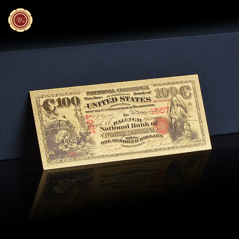1875 год доллар США поддельные деньги бумажные золотые банкноты с COA рамкой Америка
