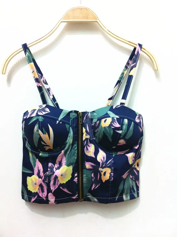 Укороченные топы с цветочным принтом в винтажном стиле 4 цвета|strappy bralette|bralette topshort