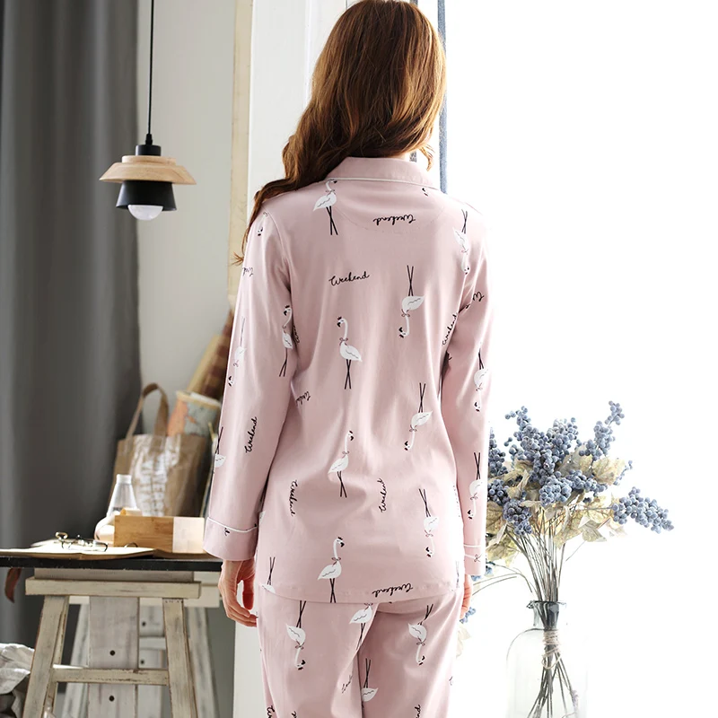 Пижамные комплекты размера плюс из 100% хлопка с милым животным принтом для женщин