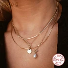 ROXI двойной цепи минимализм ключицы ожерелья для женщин Золотой Цвет ожерелье ювелирных изделий цепи стерлингового серебра 925 колье ожерелье