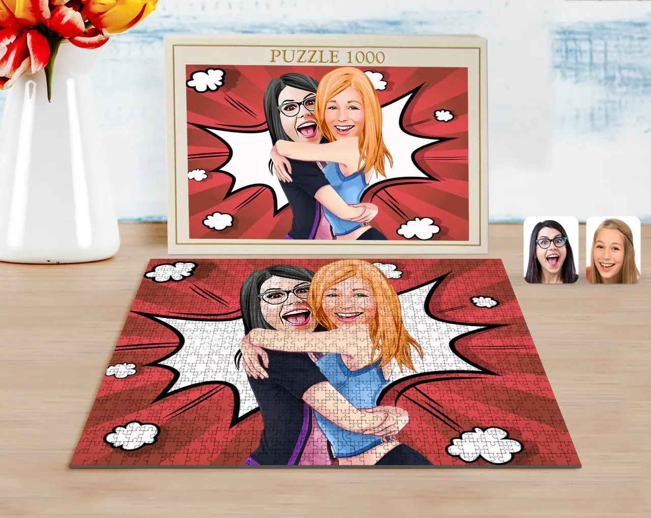 

Personalized Sisters Caricature of 1000 Piece Professional Puzzle-10