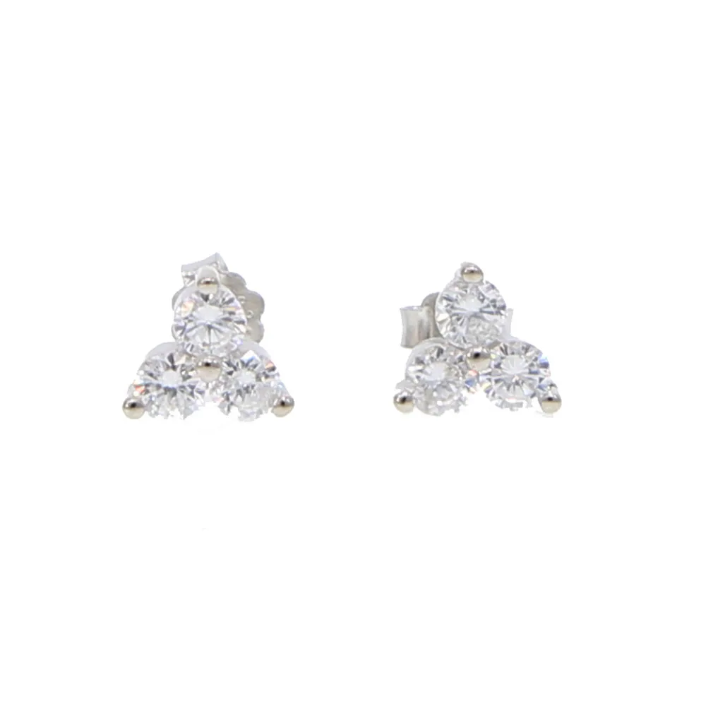 Блестящие простые шпильки для девочек с тремя камнями AAA 925 пробы серебристые