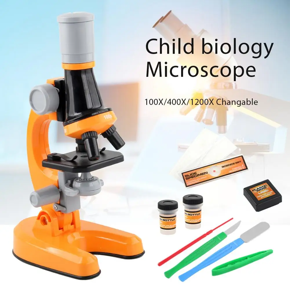 Kid's Biological Microscopes Upgraded 100X/400X /1200X Science Experiment School Kids High Tech Learning Educational Toys