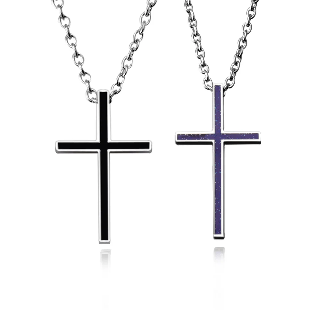 Простой крест Христос кулон ожерелье для женщин мужчин пара подарок титановая