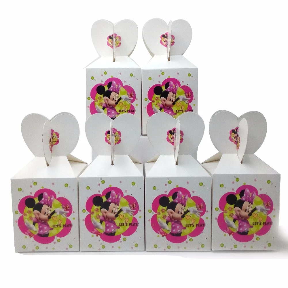 6 джентльменские Минни Мышь Бумага коробка конфет День рождения с днем украшения