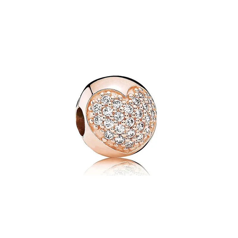

S925 Silver Rose Gold Glittering Elegant Silicone Fixing Buckle Charm DIY Beads Fit Original Pandora Bracelets Charms Jewelry
