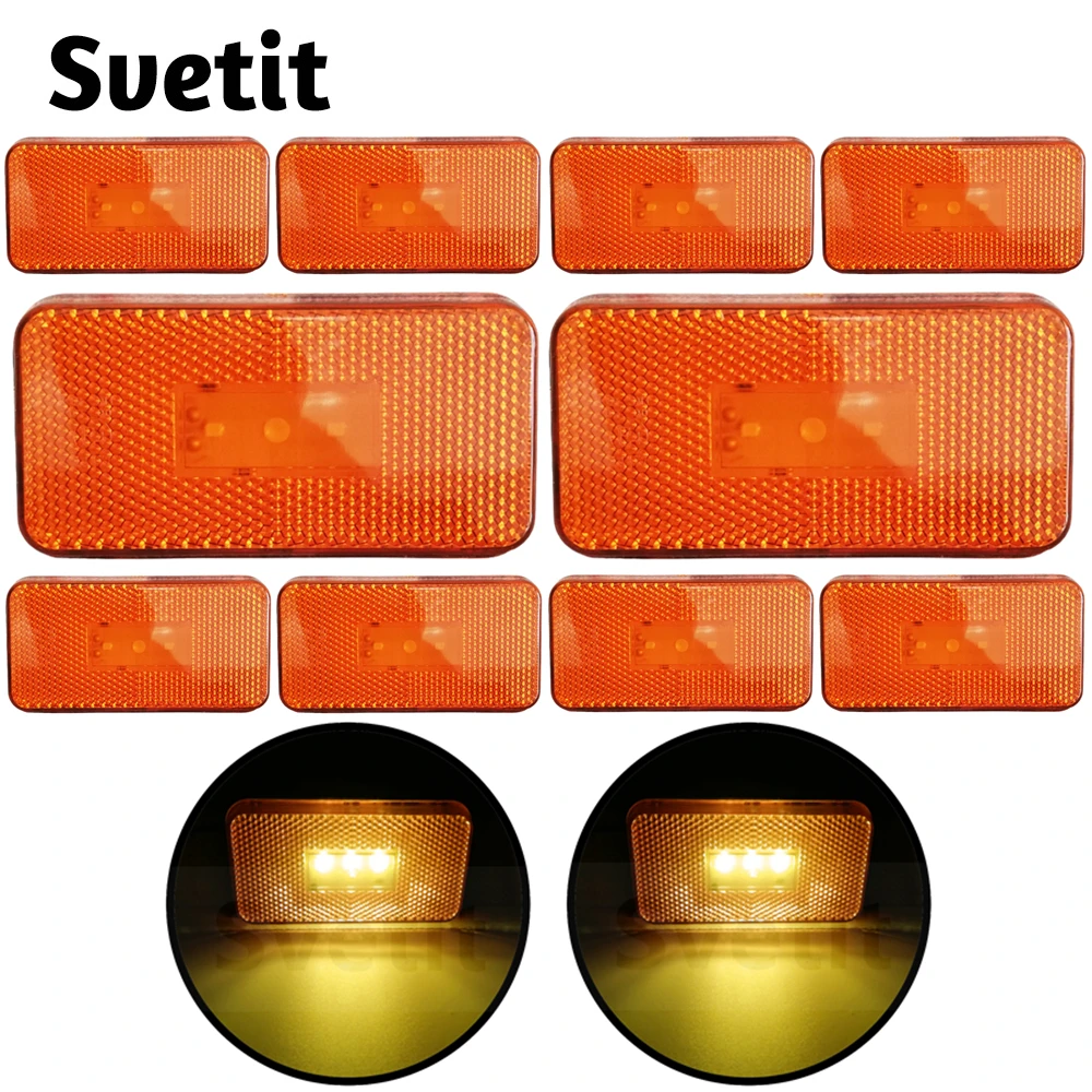10Pcs 24V Side Marker Light For Scania Trucks Clearance Lights Amber