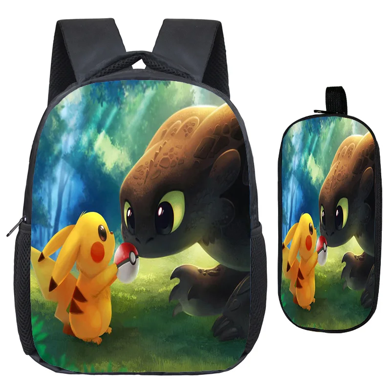 Покемон Пикачу чармандер Snorlax Eevee сумка Детский рюкзак отличное качество печати узор детский сад рюкзак+ ручка сумка - Цвет: 1
