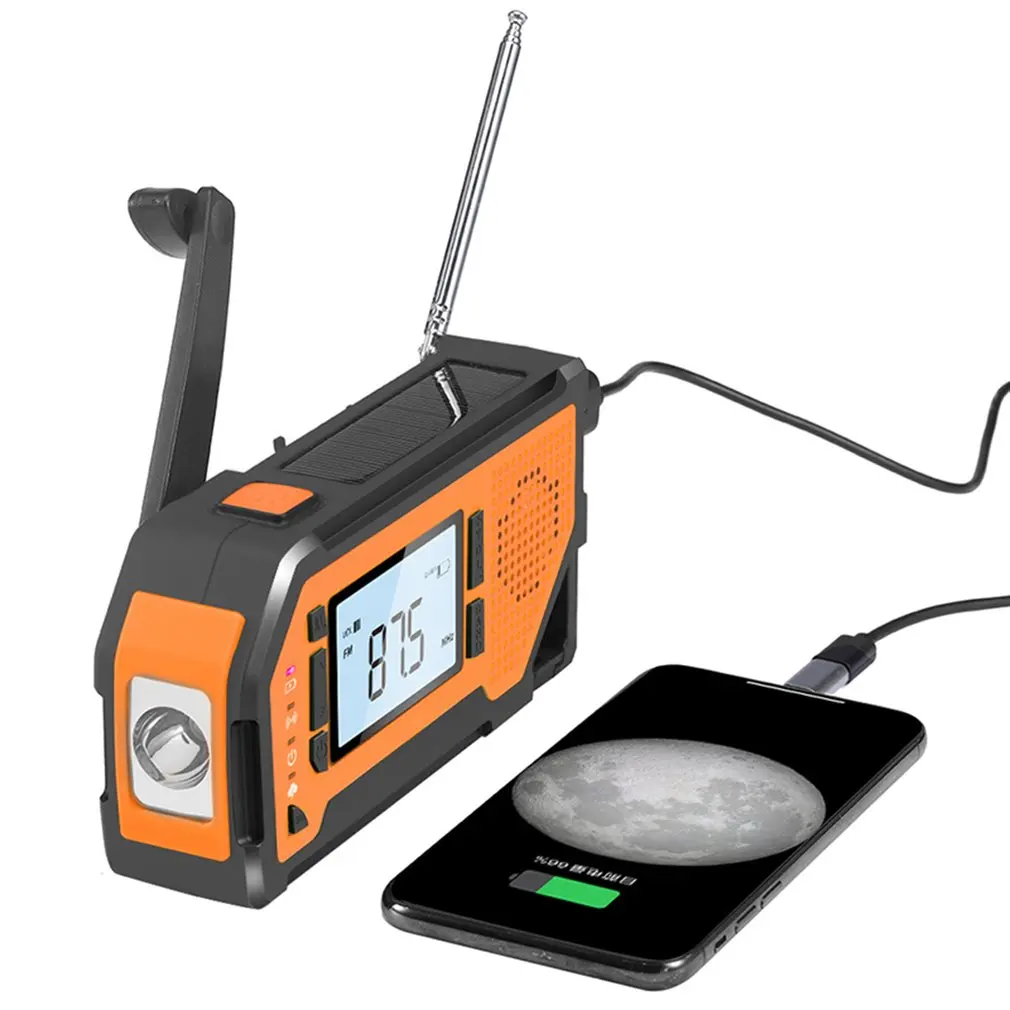 

2021 Multifunctional Hand radio Solar Crank Dynamo Powered AM/FM/NOAA Weather Radio Use Emergency LCD Flashlight and Power Bank