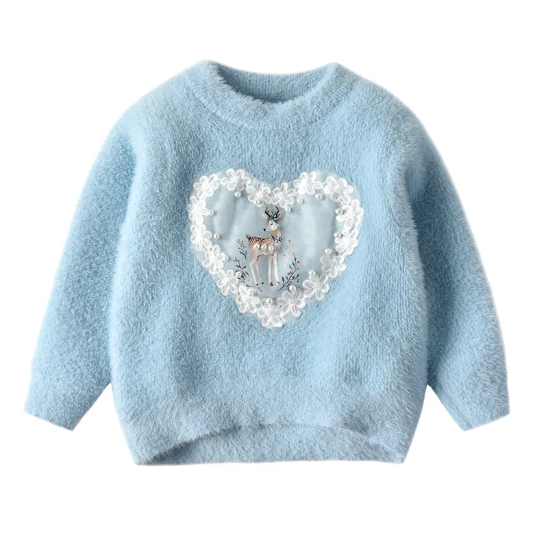 Зимняя вязаная детская одежда свитер для маленьких девочек милый пуловер с