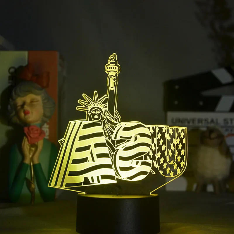 

United States Statue of Liberty 3D LED Night Light APP 16 Color Variable Bluetooth speaker Remote Desk Lamp Neon Signs for Room