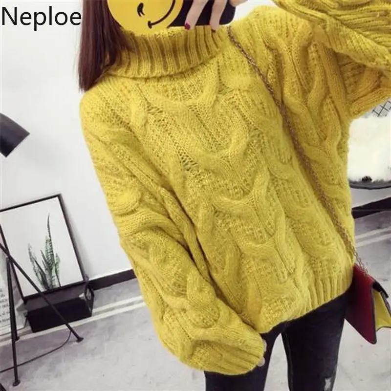 Neploe корейский свободный свитер с высоким воротом в сумасшедшем стиле из грубой