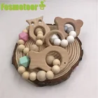 Деревянный Детский браслет Fosmeteor в форме животного, ювелирные изделия для прорезывания зубов, силиконовые бусины, детские погремушки, игрушки, аксессуары, подарок