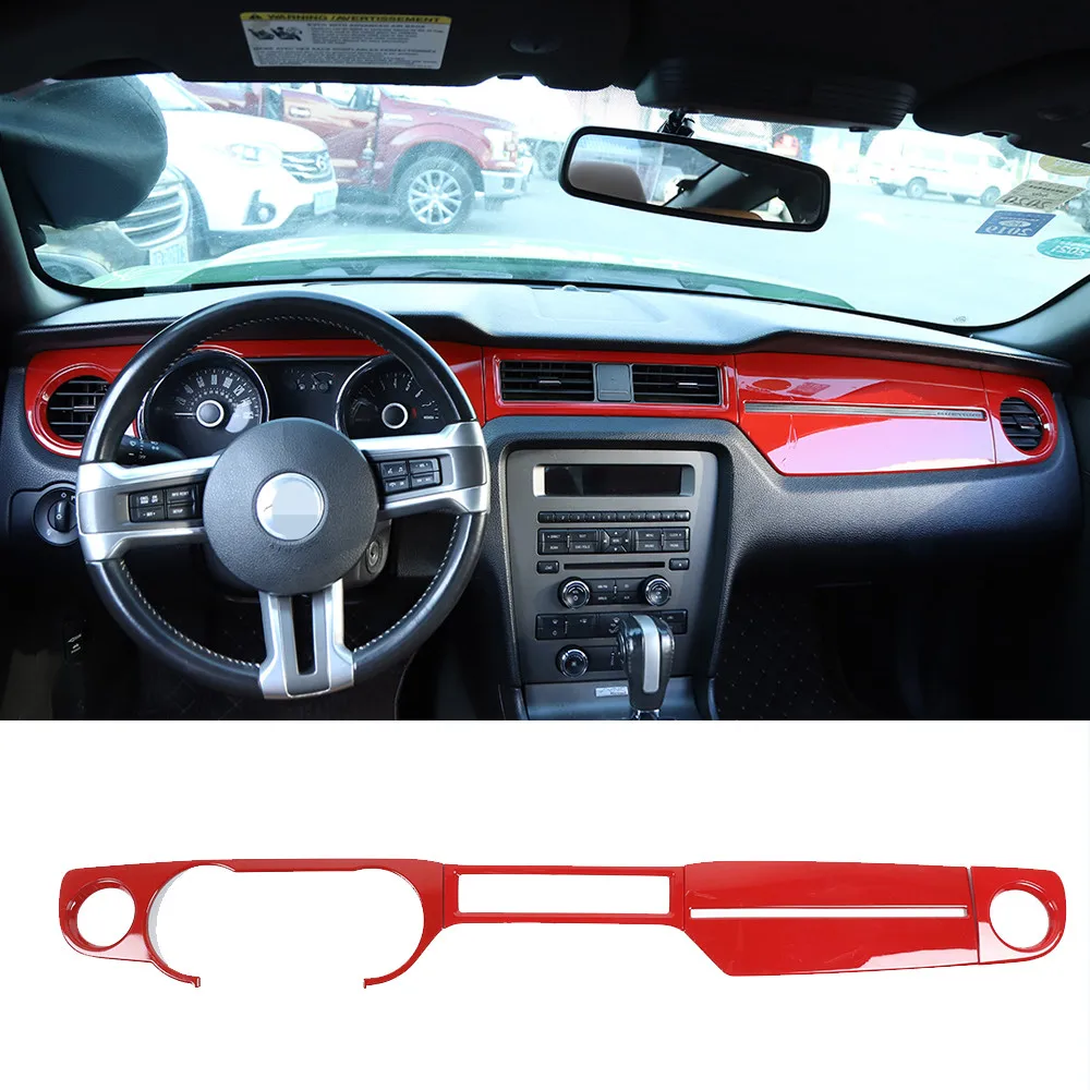 

Fit for Ford Mustang 2010-2014 Red ABS Center Console Copilot Dashboard Panel Decorative Cover Trim Interior Car Accessories