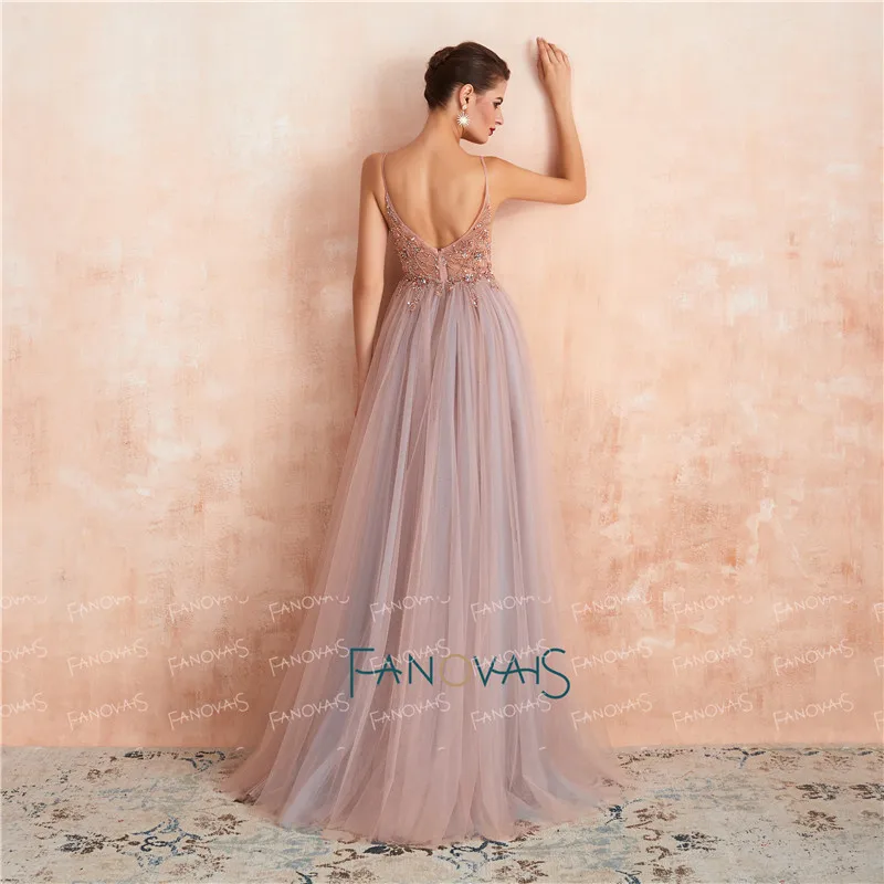 Элегантные вечерние платья 2019 платье с V образным вырезом и кристаллами