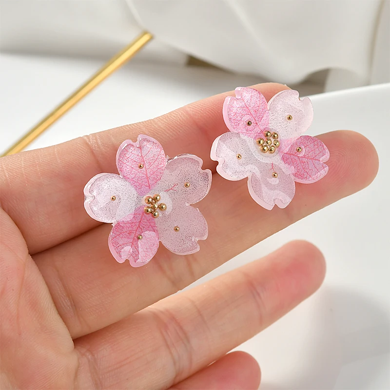 Свежие полупрозрачные акриловые цветочные эпоксидные Золотые шарики вишневый