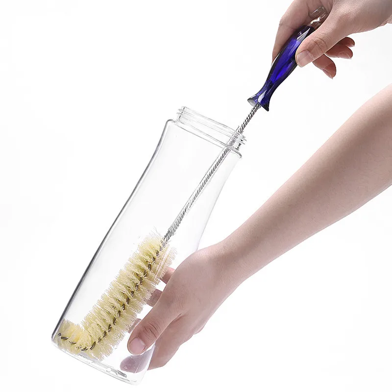 

Long Handle Cup Brush Wood Straight Nylon Bottle Scrub Clean Brush Groceries Wood Handle Hook Cleaning Brush Kitchen Accessories