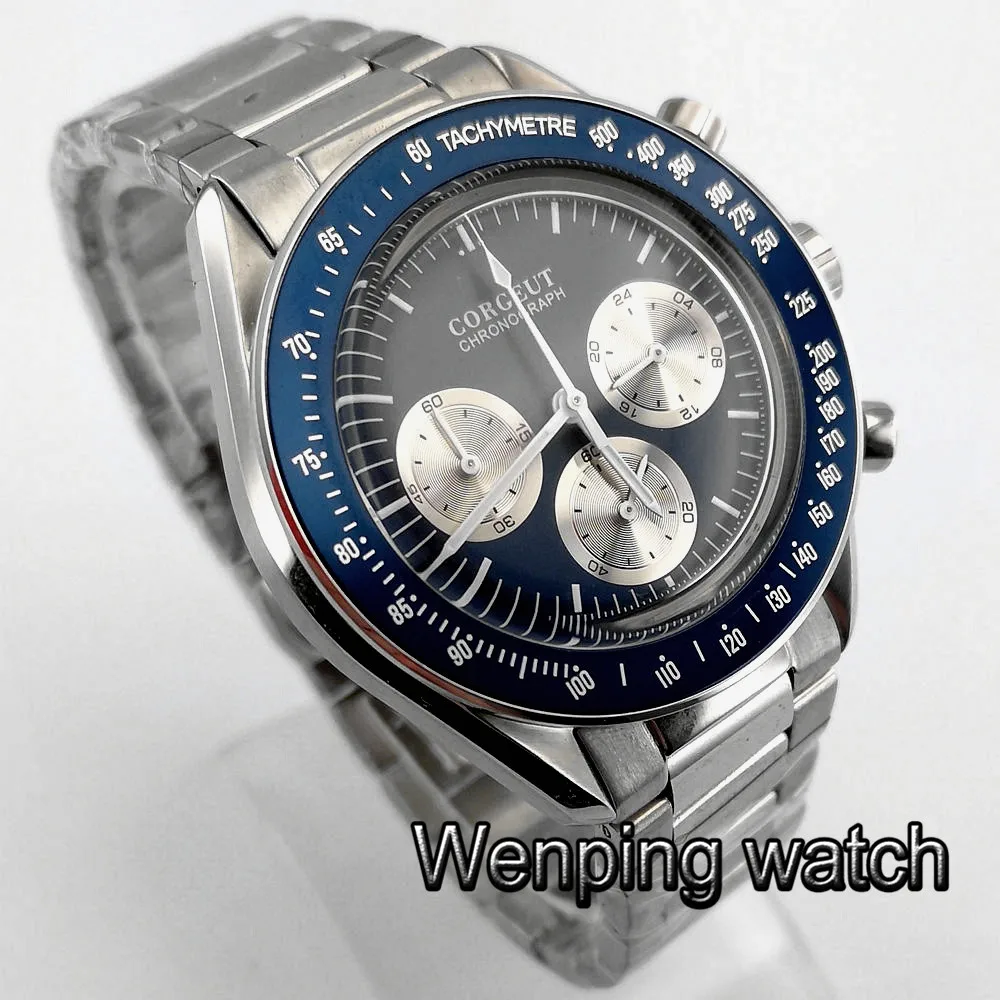 Часы мужские кварцевые с синим циферблатом 40 мм полированный корпус | Наручные