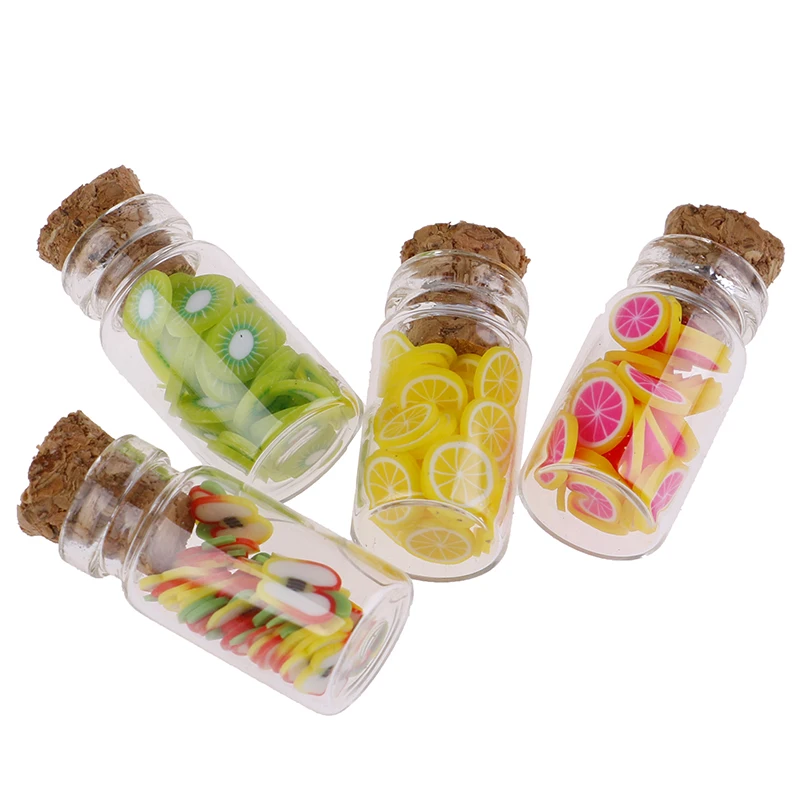 

Cute 1:12 Dollhouse Miniature Mini Fruit Slices Glass Bottle Toy Doll Accessories Мини - фруктовая стеклянная бутылка