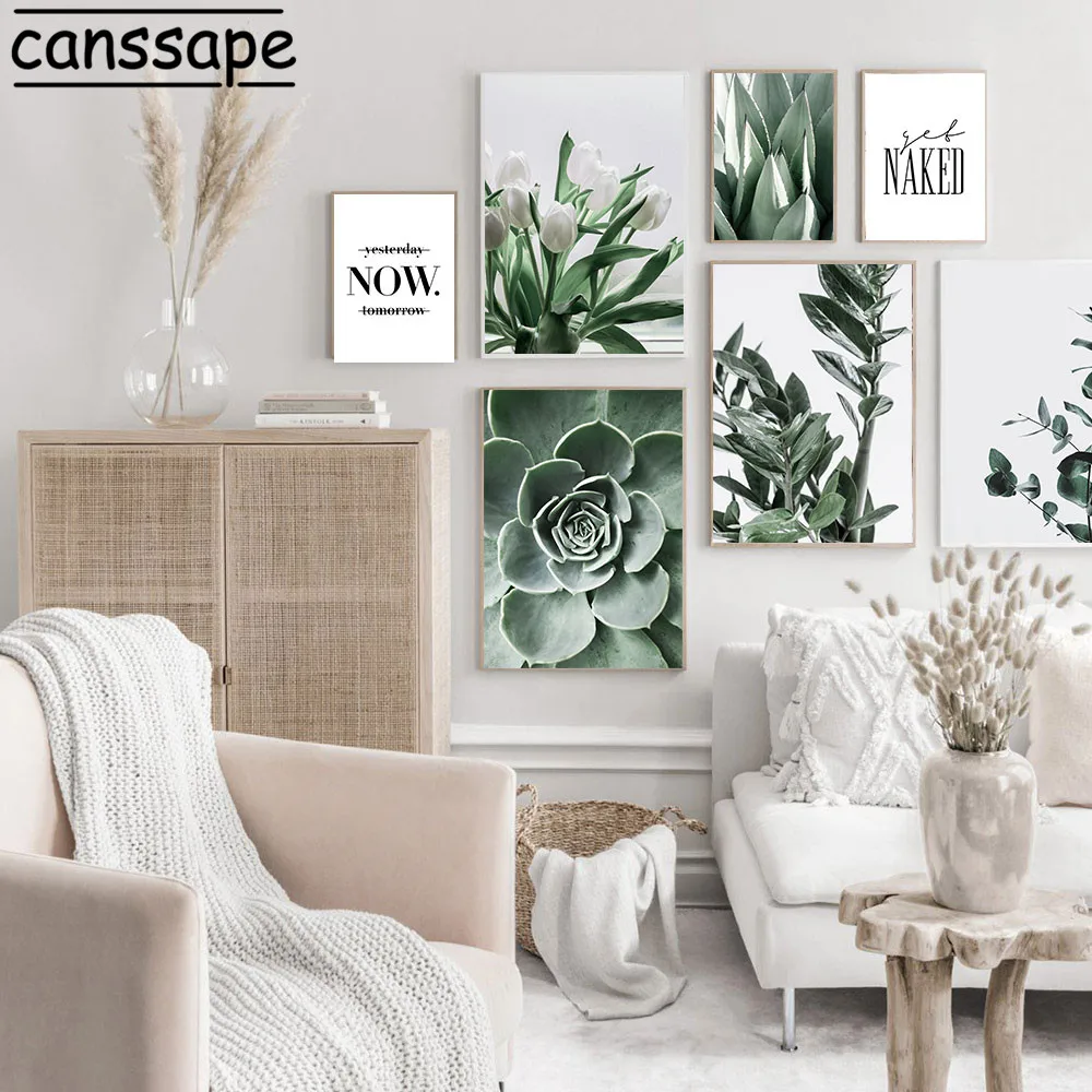 Настенная картина с изображением растений-суккулентов цветов зеленых растений