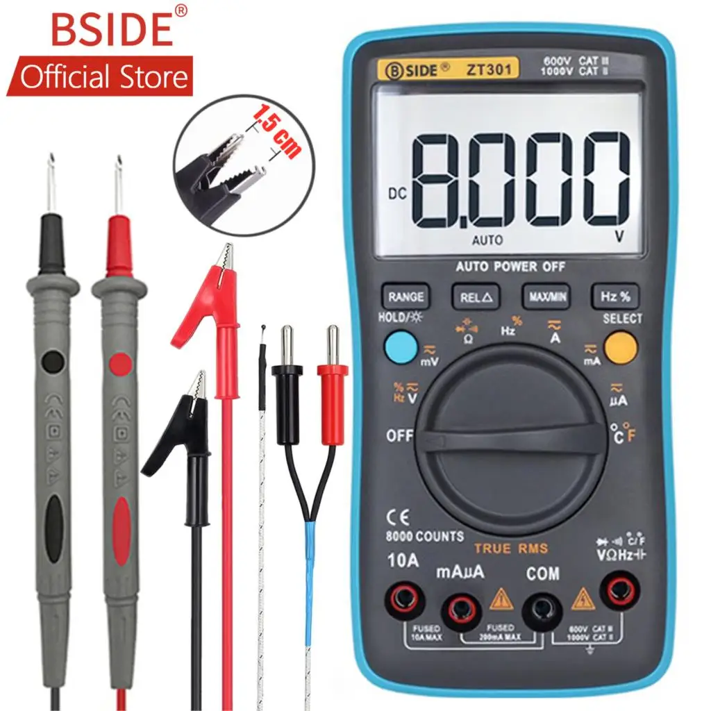 BSIDE ZT302 цифровой мультиметр 8000 9999 отсчетов True RMS Многофункциональный AC/DC тестер