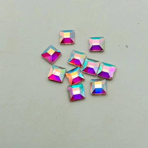 10 шт./лот, Кристальные блестящие 3D Стразы для дизайна ногтей AB, цветные конские глазки/капли дождя/треугольные/Алмазные DIY декоративные подвески - Цвет: 4mm square