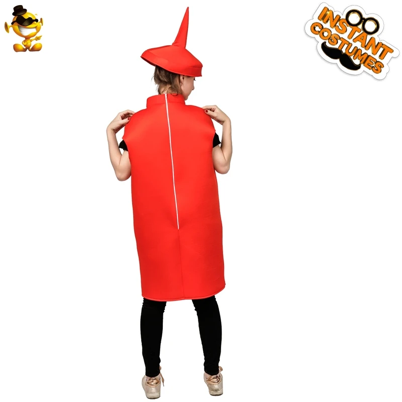 Желтый горчично красный костюм кетчупа для пары карнавал косплей вечеринки