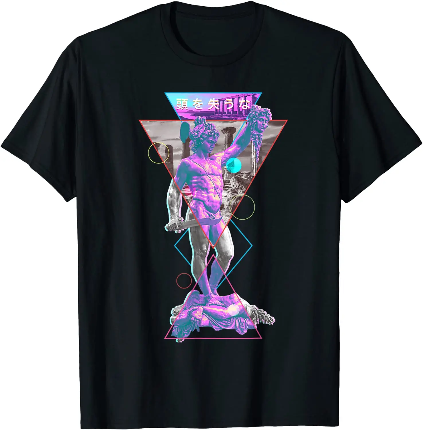 

2021 T Shirt Women Kawaii Summer Tops T-shirt Tee Shirt Unisex Perseus and Medusa Vaporwave Aesthetic 1980s Art Japanese T-Shirt