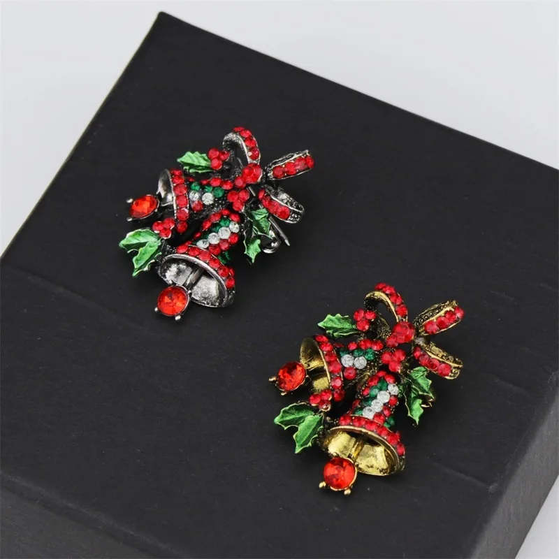 Рождественские Броши Булавки для костюма милые броши-колокольчики с двумя