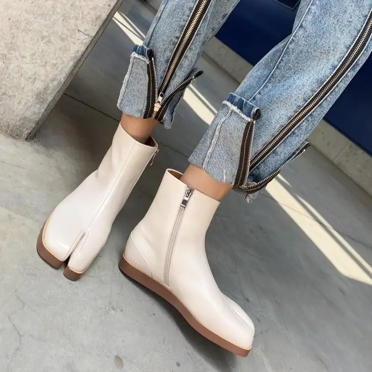 Botines mujer/ г.; короткие женские ботильоны на низком каблуке; черные непромокаемые сапоги из лакированной кожи с квадратным носком; роскошные ботинки tabi bottes