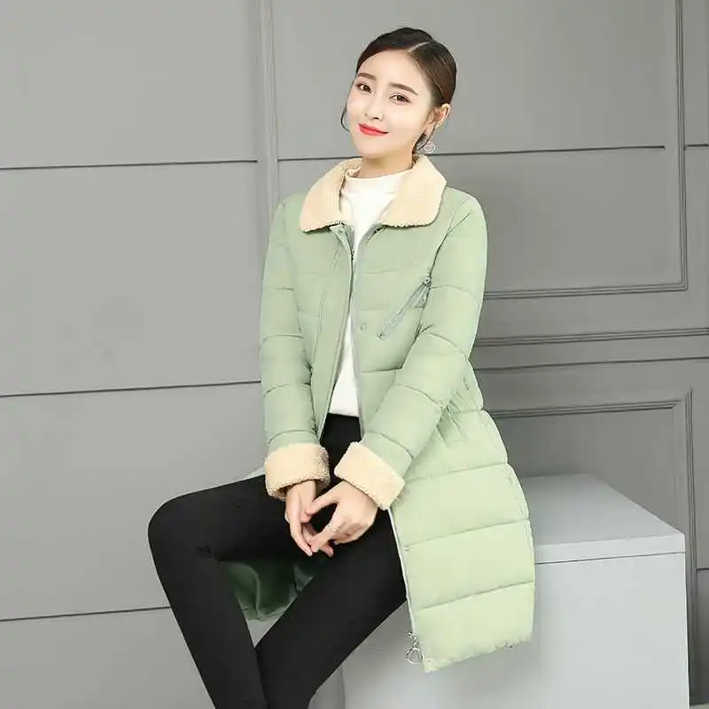 Kpop зимнее пальто для женщин модная пуховая хлопковая одежда длинное черное новый
