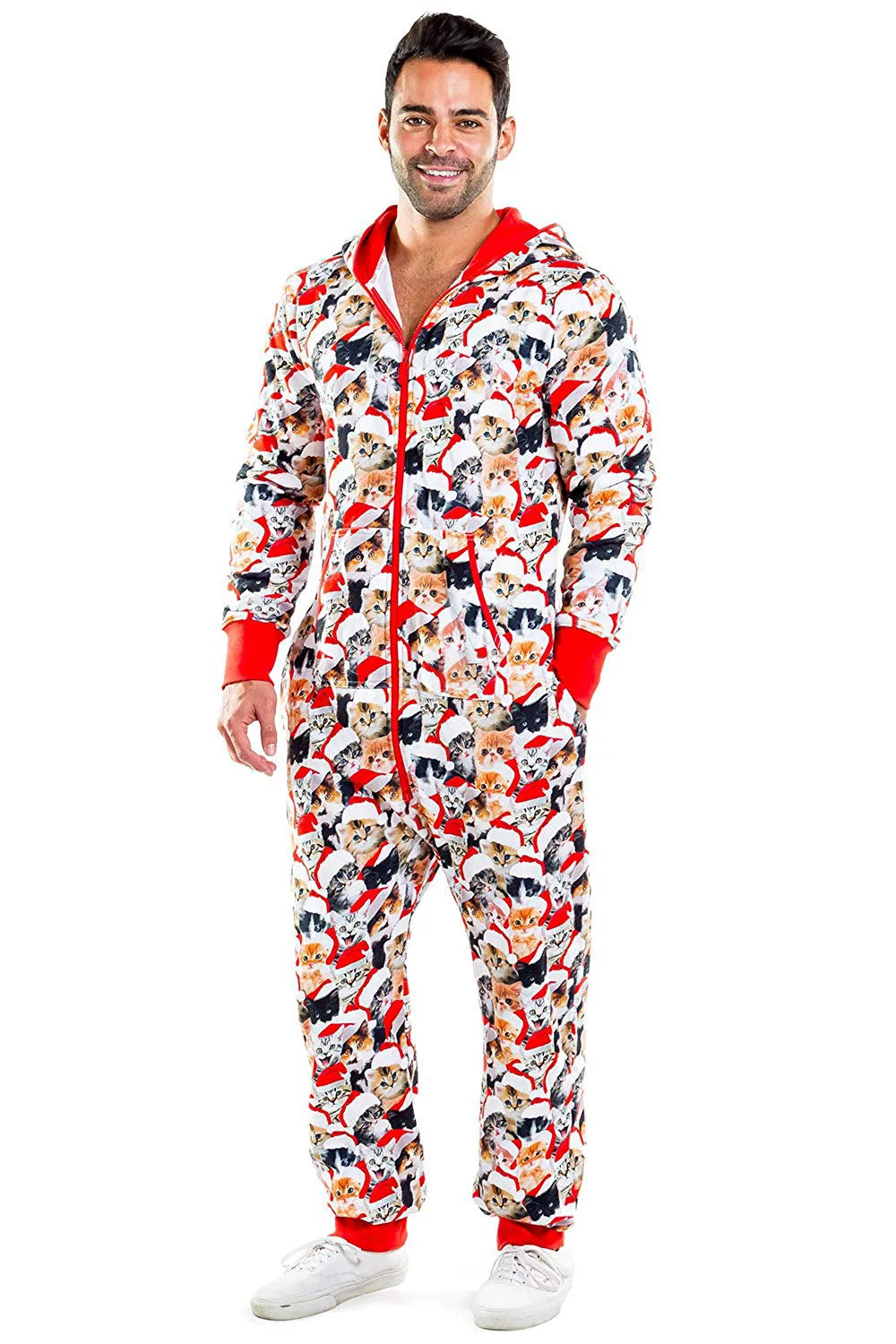 Рождественская семейная Пижама-комбинезон Пижама на молнии с капюшоном для папы