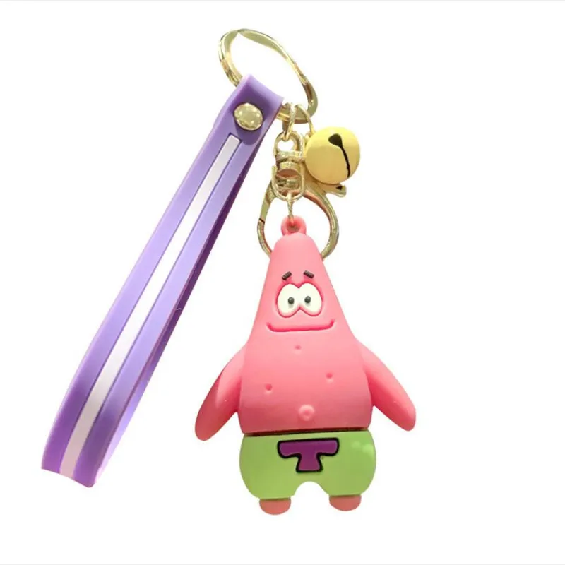 anime cartoon spongebob patrick star keychain cute keychain doll schoolbag car pendant free global shipping