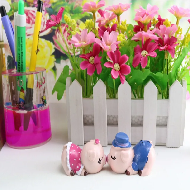 Творческий 2 шт. смолы свиней миниатюрные украшения пара фигурка ремесел для