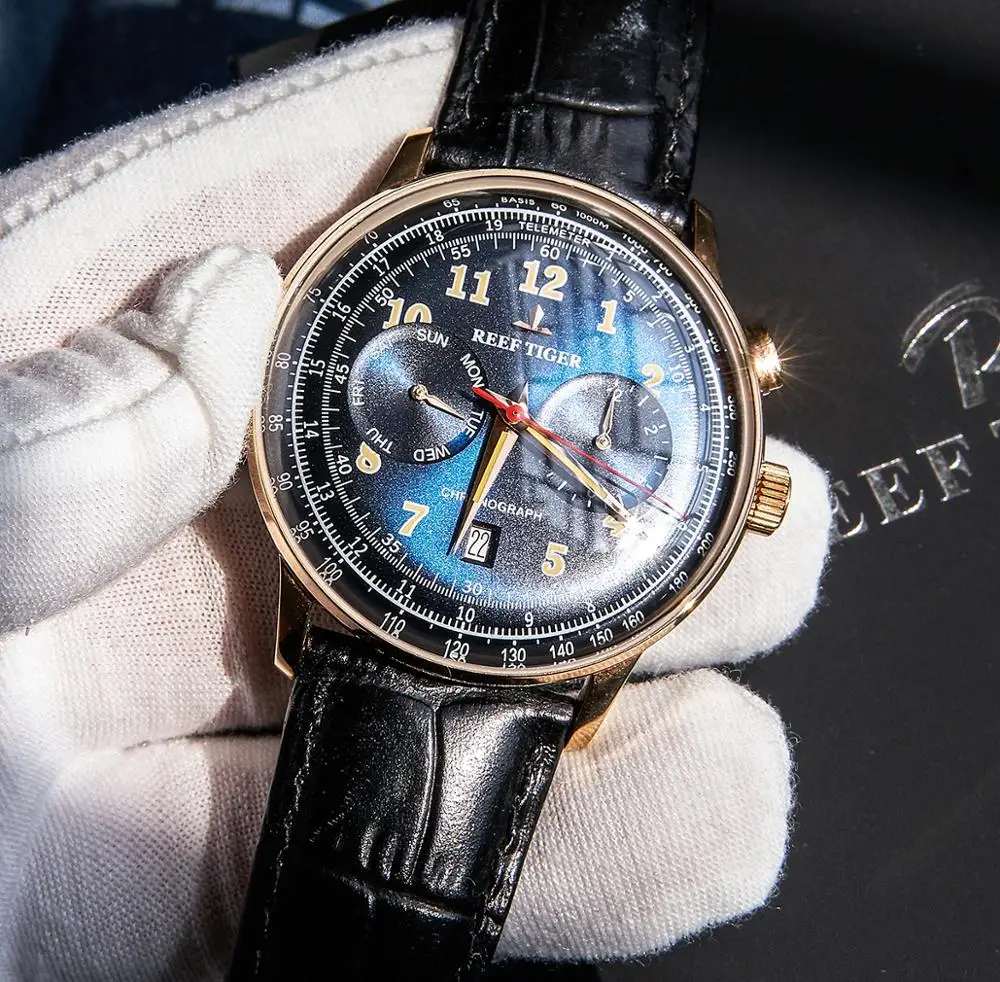 Reef Tiger/RT классический мужские часы в деловом стиле Дата водостойкие розовое