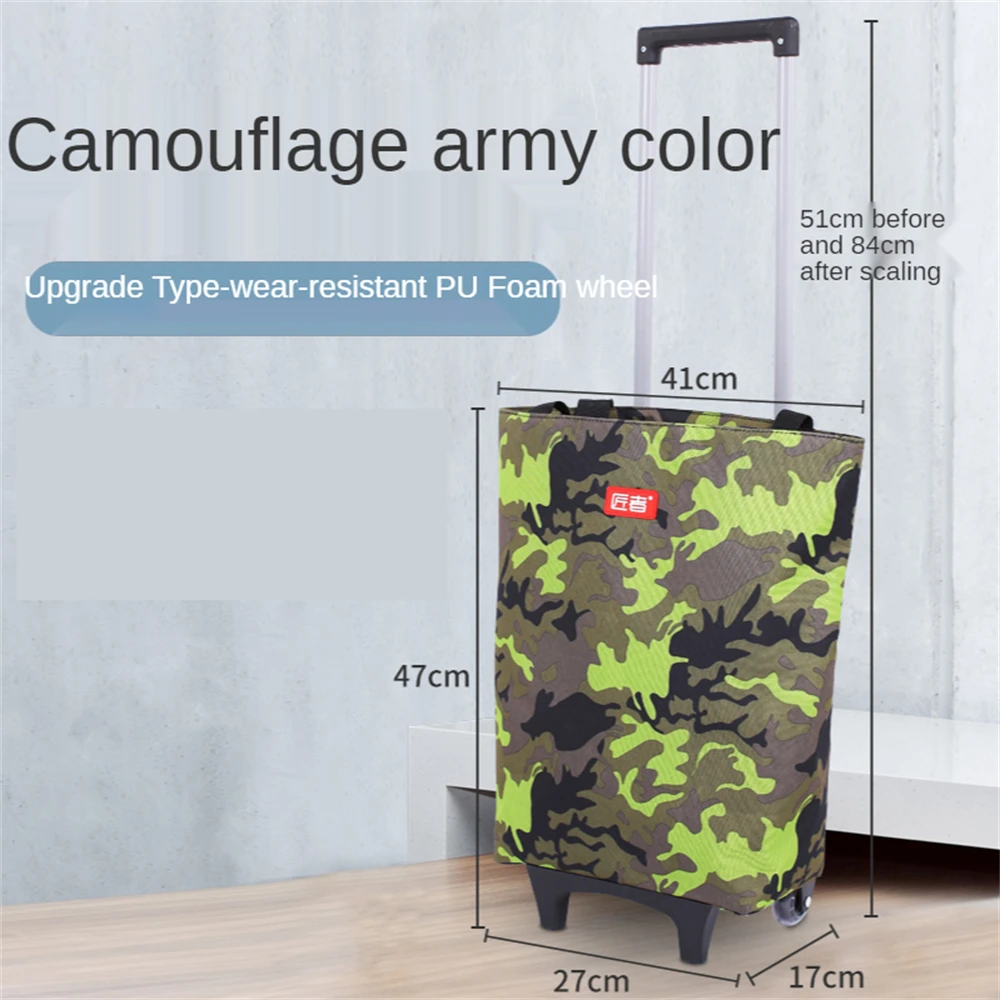 

Luggage Rolling Printed Shopper Tote Insulation Bag Foldable Reusable Shopping Trolley with Wheels Folding Grocery Cart