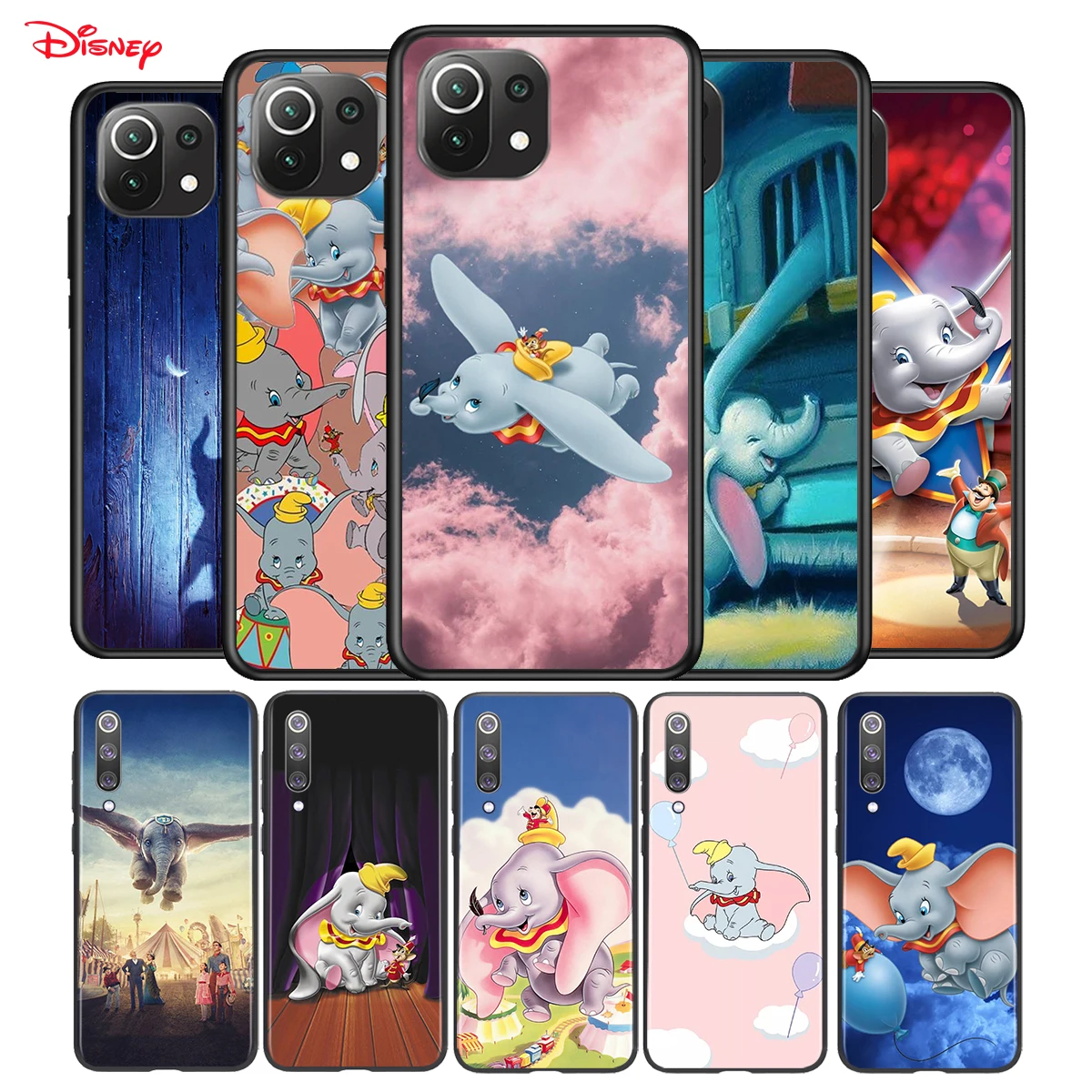 

Black Soft Cute Disney Dumbo For Xiaomi Mi 11 11i 10i 10T Note 10 9 9T SE 8 Lite Pro Ultra Phone Case