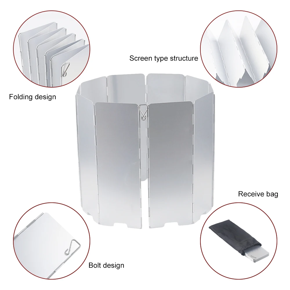 Плита из оксида алюминия 10 тарелок ветрозащитный экран складная для пикника