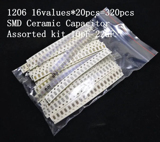 1206 SMD керамический конденсатор в ассортименте 10 пФ ~ 22 мкФ 16 значений * 20 шт. = 3
