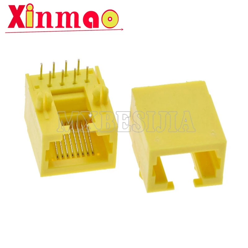 10 шт. RJ45 8P8C сетевой порт розетка женский PCB крепление модульный желтый интерфейс |
