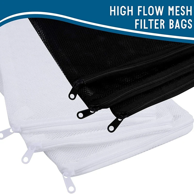 

16 PCS Aquarium Mesh Media Filter Bags, Nylon Media Filter Mesh Bags with Zipper (for Particulate Carbon), Bio Balls