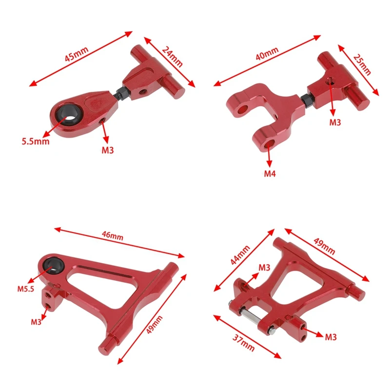 Metal Modification Accessory Kit Suspension Arms Steering Knuckle Set for Tamiya TT-02 TT02 1/10 RC Car Upgrade Parts enlarge