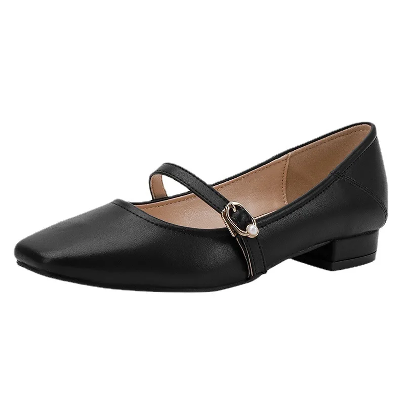 

2021 spring new flat-soled shoes Korean beige flat-heel Mary Jane shoes black comfortable commuter student low-heeled shoes