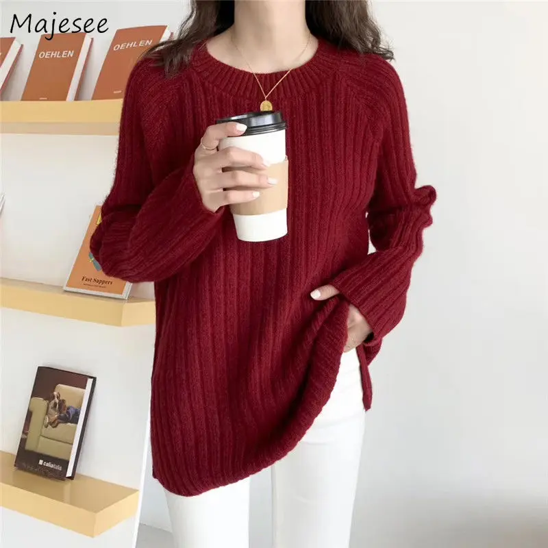 

Pullovers Women O-neck Long Sleeve Solid 7 Colors Korean Preppy Style Loose Slim Lovely Ladies High Street Fashion Soft Warm New